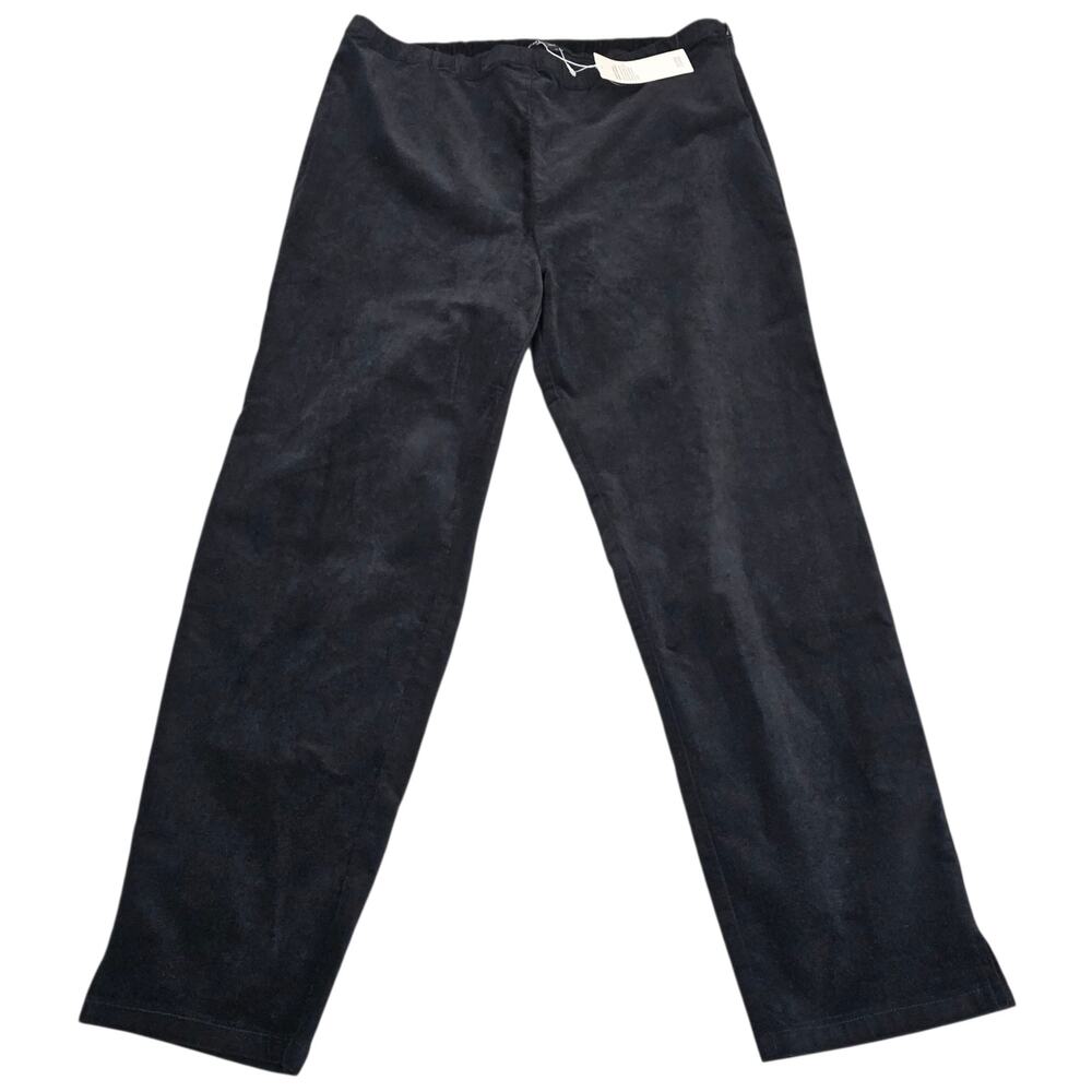 NWT Eileen Fisher Pants Womens Large Black Ankle Velveteen Organic Stretch Slim